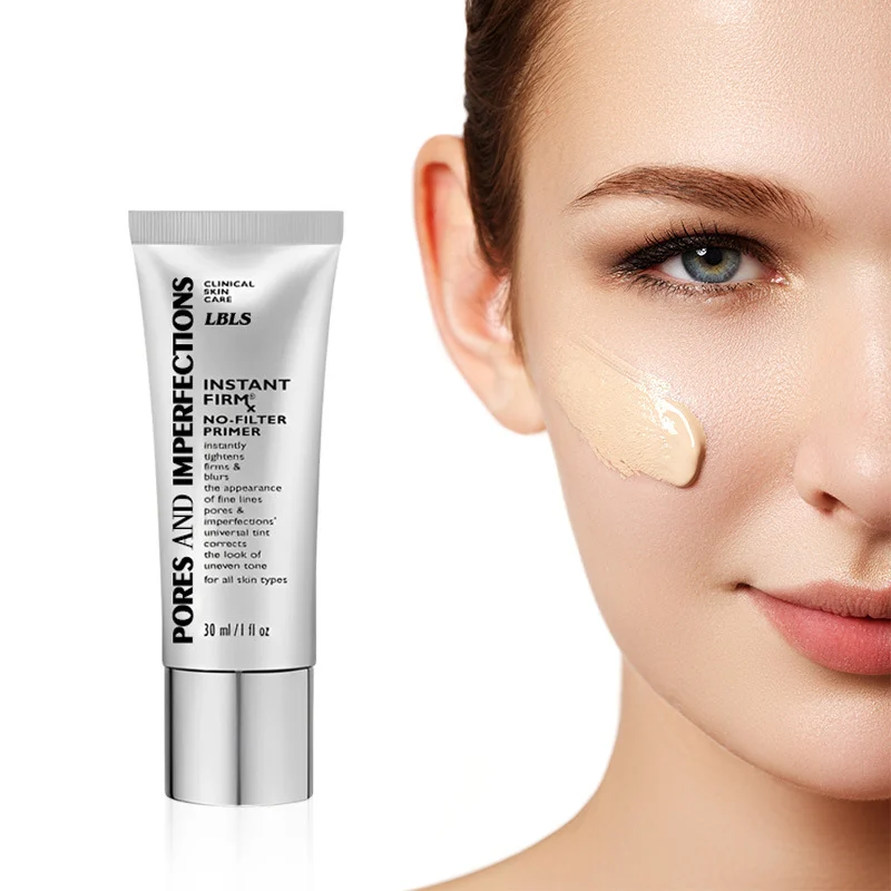 LBLS Instant Firm No-Filter Primer Foundation bottle and swatch